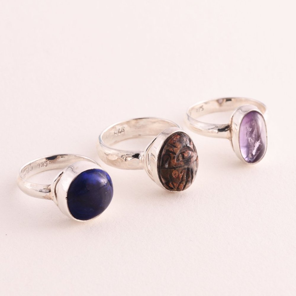 3 sterling silver rings - (A57)